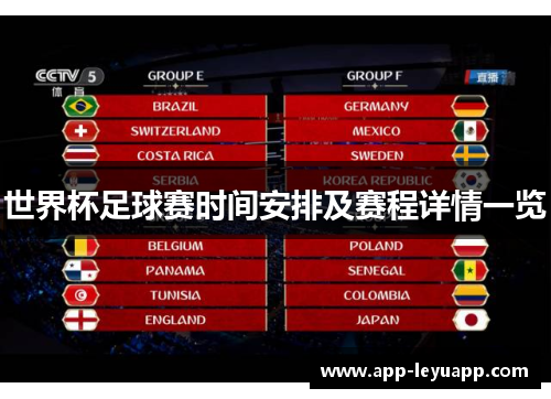 世界杯足球赛时间安排及赛程详情一览